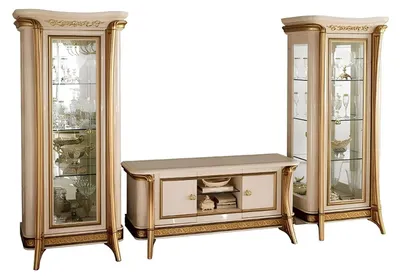 Produktbild von Wohnzimmer Sideboard 2x Vitrine 3tlg. Wohnwand Möbel arredoclassic Set Design