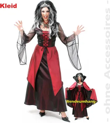 Produktbild von Gothic Kleid Vivien Halloween Fries  Damenkleid rot Gr. 40