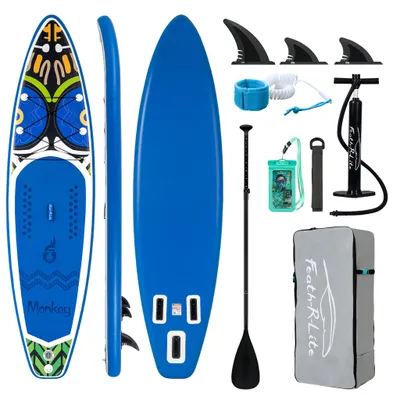 Image de Planche de SUP gonflable FEATH-R-LITE 335 × 83 × 15 cm, capacité de charge de 190 kg, kit complet de stand up paddle stable avec accessoires - Monkey