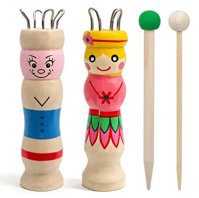 Strickbrettchen-Set aus Holz, 2 Stück, mit 4 Häkelnadeln