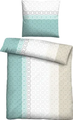 Produktbild von Traumhaft schlafen - Castell - Markenbettwäsche Mikrofaser Bettwäsche 0561118 LÄNGSSTREIFEN color: aqua, size: 1x 135x200 cm + 1x 80x80 cm