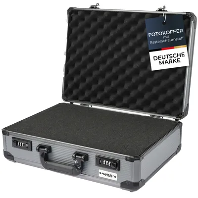 Produktbild von HMF 14402-02 Alu Fotokoffer mit Rasterschaumstoff, 46 x 33 x 15 cm