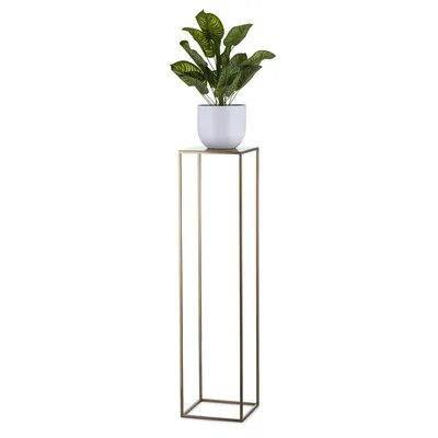 Productafbeelding van Howhomely moderne plantenstandaard, staand model, 100 cm, goud - een elegante en stabiele metalen standaard voor uw planten