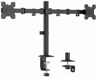 Produktbild von LogiLink Doppel-Monitorhalterung Armlänge: 376 mm schwarz mit Klemme