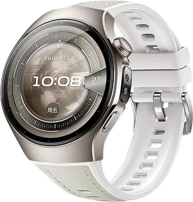 Obrázek produktu pro Pro Huawei Watch 5 46mm Vysoce kvalitní kožený hybridní silikonový náhradní pásek na ruku White
