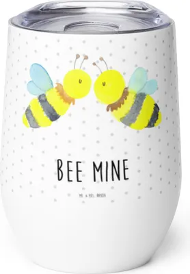 Produktbild von Mr. & Mrs. Panda Thermo Becher Biene Liebe - Weiß - Geschenk, thermosbecher, Thermobecher, kaffee tasse, glühweinbecher, Edelstahlbecher