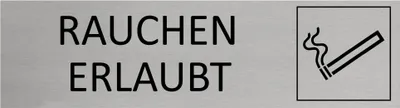 Produktbild von CombiCraft Aluminium Türschild Rauchen erlaubt 165x45mm mit 3M-Tape
