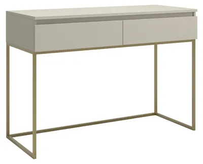 Produktbild von Selsey Bemmi - Schminktisch Schreibtisch, Graubeige mit goldenem Metallgestell, 120 cm