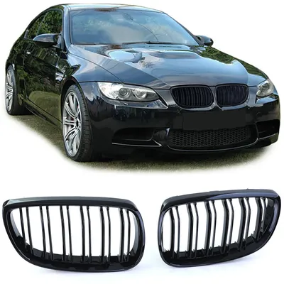 Sport Kühlergrill Doppelsteg SCHWARZ GLANZ passend für BMW 3er E92 E93 2006-2009 – Produktansicht