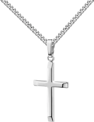 Produktbild von Weißgold Kreuzanhänger 585 / 14K Echtgold Anhänger für Damen. Mit Kette 60 cm