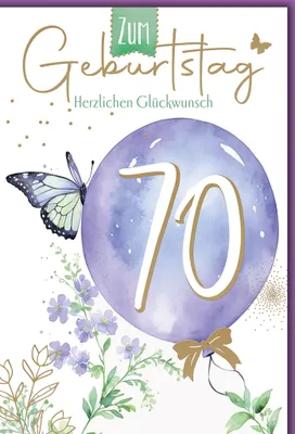 Produktbild von 70. Geburtstag Luftballon herzlichen Glückwunsch Glückwunschkarte mit Umschlag