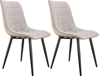 Produktbild von 2er Set Esszimmerstühle Stoff und Kunstleder, ergonomisch, gepolstert, modern, stabil, Metallbeine, weich und bequem