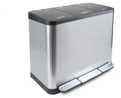 Abfalleimer 3 Fächer 9 L Edelstahl Pedal Soft-Close