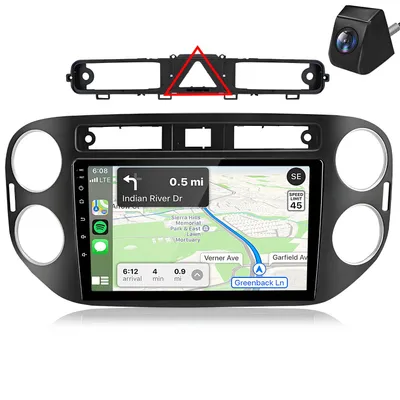 Obrázek produktu pro Android 15, 4+64GB, Carplay, Android Auto, čtyřjádrový procesor, 4+64G, autorádio s kamerou, vhodné pro VW Tiguan 5N, 1NF, 2007-2016, GPS navigace, DAB+, Wi-Fi, Bluetooth, USB