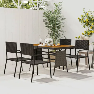 Produktbild von The Living Store 5-tlg. Garten-Essgruppe Poly Rattan Schwarz
