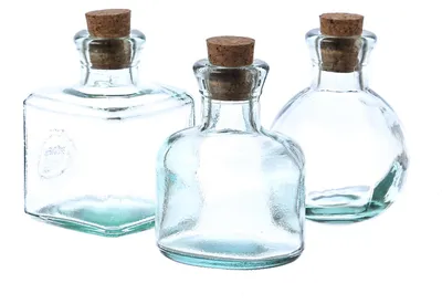 Produktbild von Deko Flaschen mit Korken - Recyclingglas - spülmaschinenfest - H: 10cm - transparent - 3 Stück