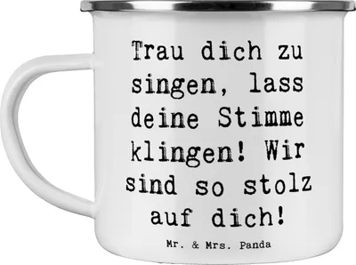 Produktbild von Mr. & Mrs. Panda Teetasse Spruch Vokale und musikalische Auftritte meistern - Weiß - Geschenk, Inspiration, Aufführung, Zuversicht, Mutmacher, trau dich zu singen, Mut