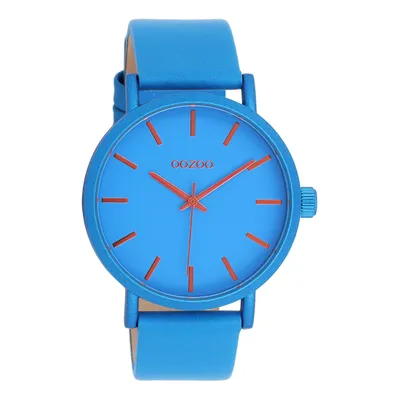 Produktbild von Oozoo Damen Lederarmband Uhr Timepieces blau Analog Quarzuhr UOC11175