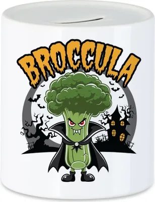 Produktbild von Broccula Brokkolimotiv Spardose Geschenkidee Halloween Vampir Gemüse