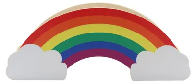 Stiftehalter Regenbogen-Wolke, 6 Fächer, Holz, 31,5x6x12,5 cm