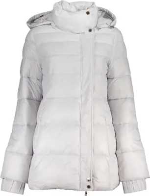 Produktbild von Elegante Damenjacke in Weiß mit abnehmbarer Kapuze und Gürtel