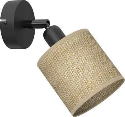 Image de Spot Jute, finition crème et noir mat, 1xE27x15W, tissu, dimensions : 20x10x12 cm, IP20, Luminex