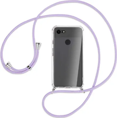Produktbild von Handykette Backcover-Schutzhülle mit Band (Metall silberfarben) für Google Pixel 3 - violett