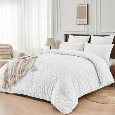 Produktbild von Elzusha - Bettwäsche-Set im Bohemian-Stil, 220 x 240 cm, weiß
