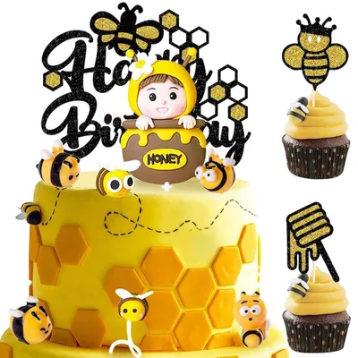 Bienen Torten-Deko, 20 Stück, Tortenaufsatz, Geburtstag, Cupcake-Topper