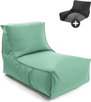 Produktbild von mokebo® Sitzsack mit Schutzhülle für Kinder & Erwachsene 'Der Sundowner', Bean Bag mit Füllung oder Bodenkissen für Indoor & Outdoor, auch als Liegekissen, Relaxliege oder Liege in Eukalyptus Grün