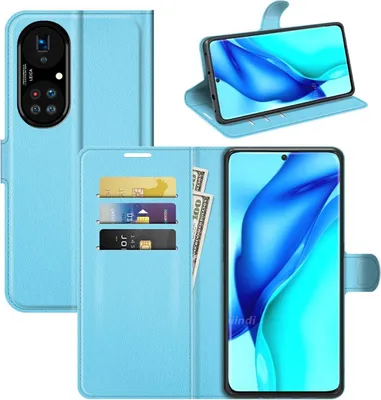 Produktbild von König Design Hülle kompatibel mit Huawei P50 Pro Kunstleder Handyhülle - Handy Case Blau