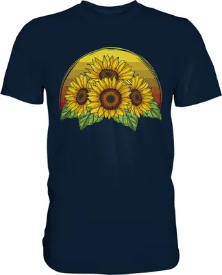 Produktbild von Retro Sonnenblumen T-Shirt Gärtner Geschenk – Navy / L