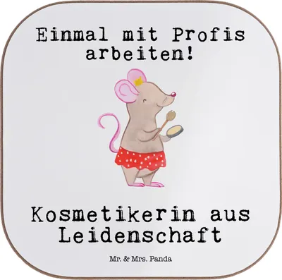 Produktbild von Mr. & Mrs. Panda Getränkeuntersetzer Kosmetikerin Leidenschaft - Weiß - Geschenk, Ausbildung, Lustig, Kosmetikstudio, Untersetzer Gläser, für, gläseruntersetzer, Coaster