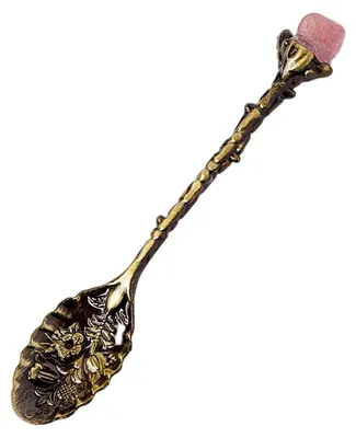 Produktbild von Kaffeelöffel mit Kristallkopf, Vintage-Dessertlöffel mit ergonomischem Griff, elegantes Küchengeschirr zum präzisen Würzen und Servieren von Desserts