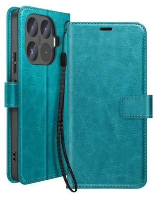 Produktbild von Mayaxess, Portemonnaie-Schutzhülle für Xiaomi 17T mit Handschlaufe und Standfunktion, Türkis