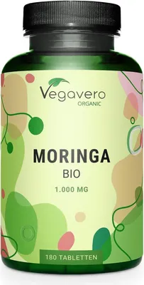 Obrázek produktu pro Vegavero Moringa1000 mg | 180 tablet | vyrobeno z prášku z listů Moringa oleifera | vkvalitě ze Srí Lanky | veganské