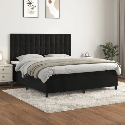 Obrázok produktu pre vidaXL Boxspring posteľ s matracom čierna 160x200 cm zamat - Boxspring posteľ - Boxspringbetten - Bett - Schlafzimmermöbel