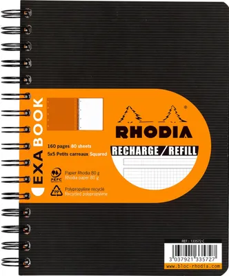 Produktbild von Rhodia 5x Nachfüllung für ExaBook A5+ 80Blatt kariert 90g - Schwarz 133572C