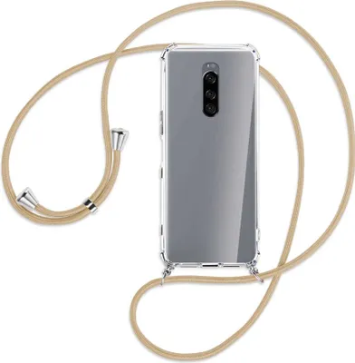 Produktbild von Handykette Backcover-Schutzhülle mit Band (Metall silberfarben) für Sony Xperia 1 - caramel