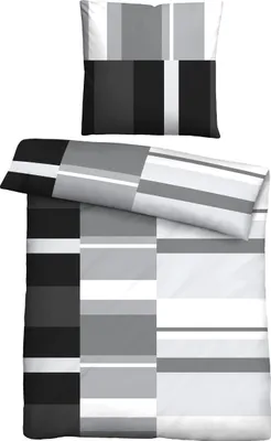 Produktbild von Traumhaft schlafen - Castell - Markenbettwäsche PolyBaumwolle Renforce Bettwäsche 0460125 STREIFEN color: schwarz, size: 1x 135x200 cm + 1x 80x80 cm