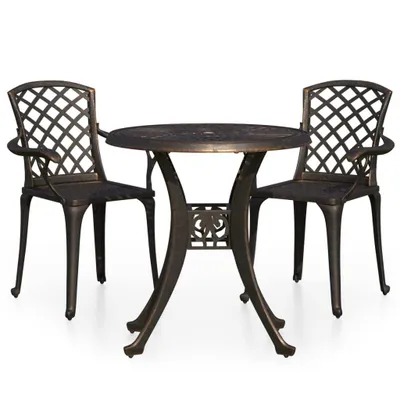 Obrázek produktu pro vidaXL 3dílná sada Bistro Set Litý hliník Bronz