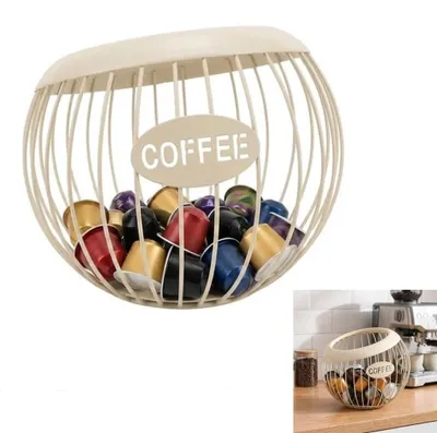 Kaffeekapsel-Aufbewahrung aus Metall, weiß, für bis zu 40 Kapseln