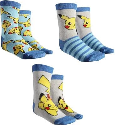 Produktbild von Pokemon Pikachu Kinder Jungen lange Socken 3er Pack Gr. 23 bis 34 – 23/26