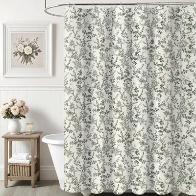 Obrázok produktu pre Polyesterová záclona do sprchy s kvetinovým vzorom - 180 x 180 cm