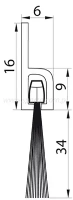 Produktbild von AluSeal 34 mm Türdichtung mit Bürsteneinsatz Aluminium 3 Meter
