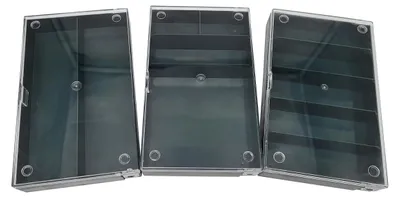 Image de Assortiments en boîtes : ensemble de 3 boîtes, avec 2, 4 et 5 compartiments, empilables