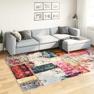 Produktbild von vidaXL Teppich Waschbar Patchwork Mehrfarbig 190x300 cm
