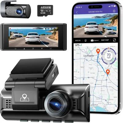 Immagine prodotto di Telecamera da cruscotto per auto, anteriore e posteriore - Telecamera per auto - Autocamera - Doppia telecamera da cruscotto - Telecamera per auto