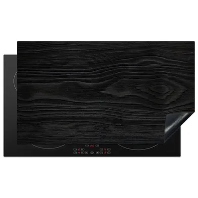 Obrázek produktu pro KitchenYeah® Kryt varné desky černý - vzhled dřeva, 91x52cm, dekorace do kuchyně, keramický kryt varné desky, krycí deska na varnou desku