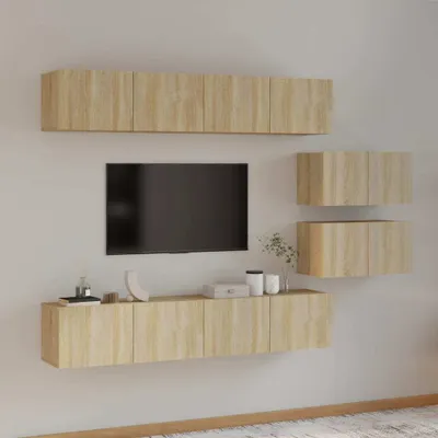 Produktbild von The Living Store 6-tlg. TV-Schrank-Set Sonoma-Eiche Holzwerkstoff